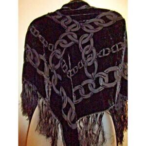 Rio Collection Scarf Shawl Wrap Square Black Velvet Sheer Chain Printed Cover Up